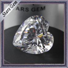 Diamond Cut Heart Shape CZ Gemstones